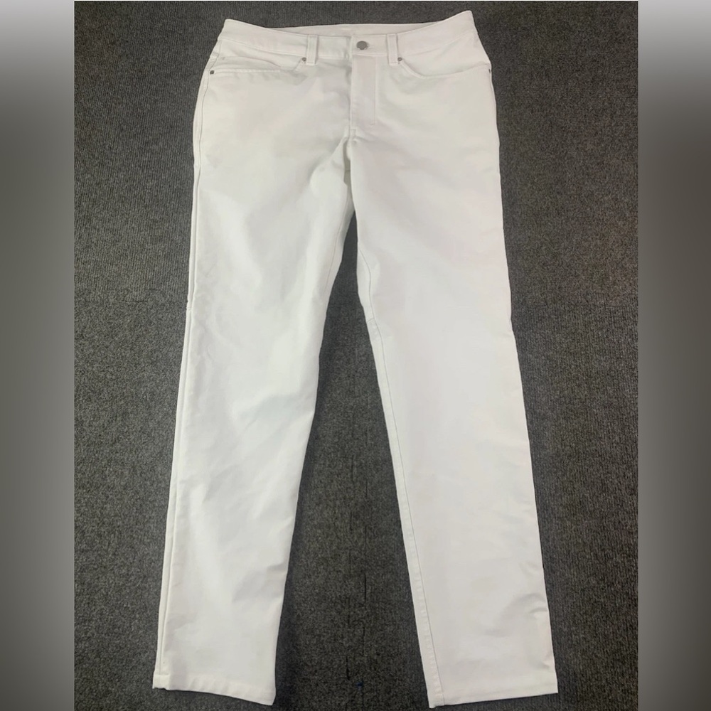 Lululemon ABC Slim Fit Wapstreme Mens Cotton Blend Pants Size 32x31 White